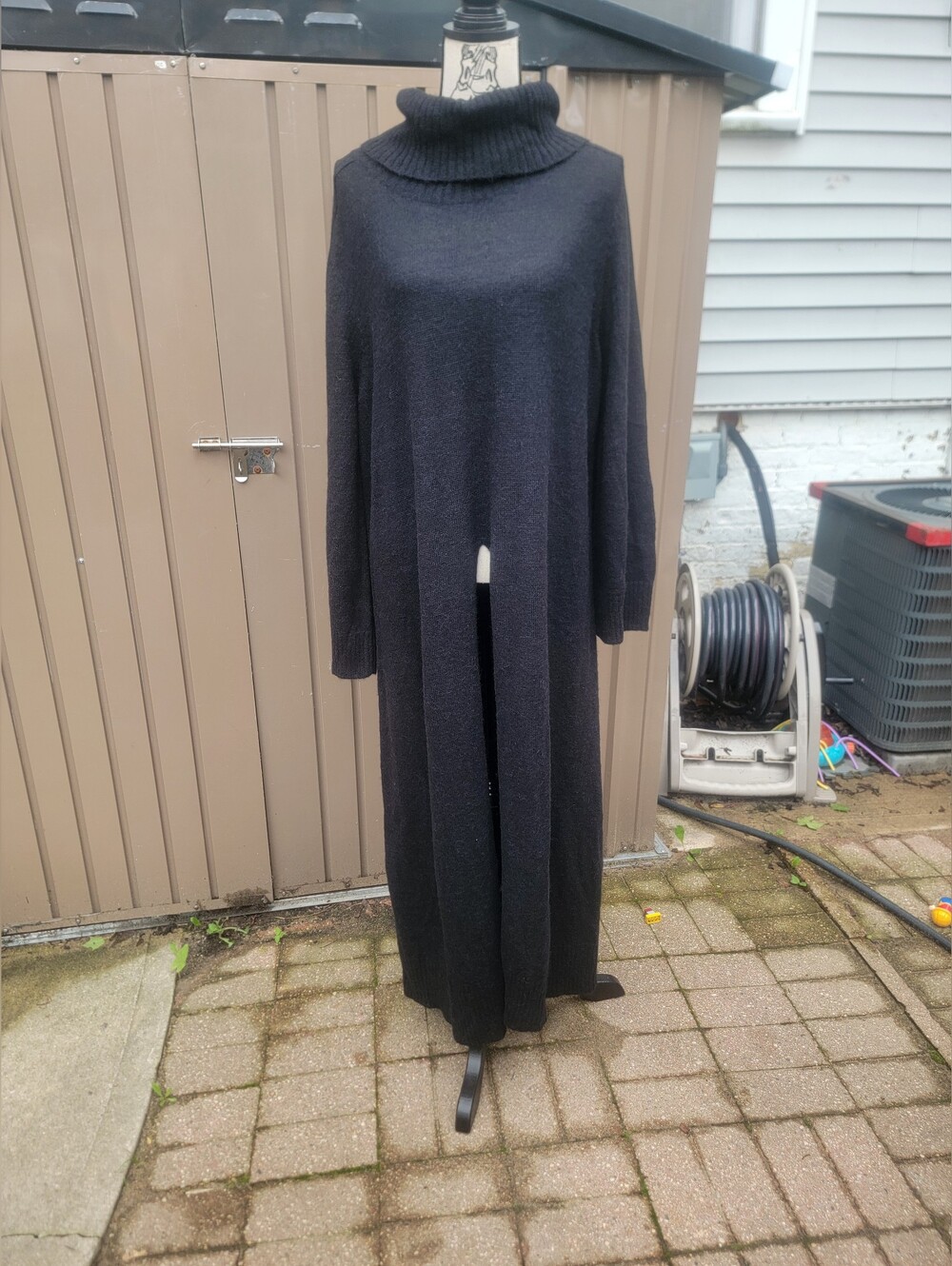Peruvian Connection Black Baby Alpaca Blend Flyaway Tunic Dress XL NWT